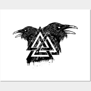 Valknut Symbol and Raven Posters and Art